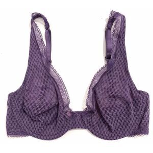 Victoria’s Secret Unlined Demi lightweight Sexy Sheer Mesh Bra Purple